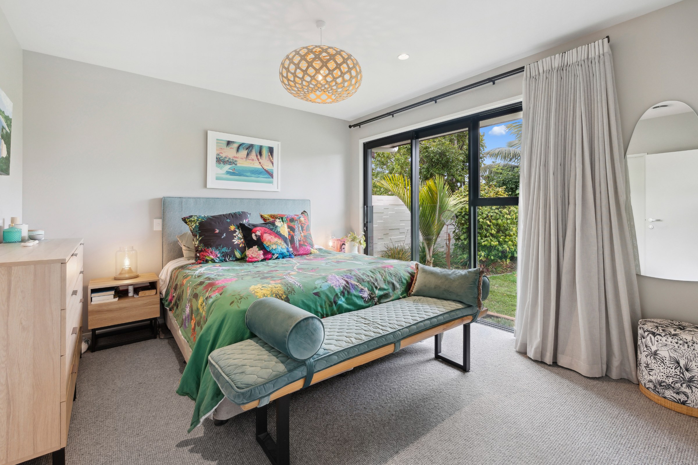 Bedroom with garden outlook in Beachlands