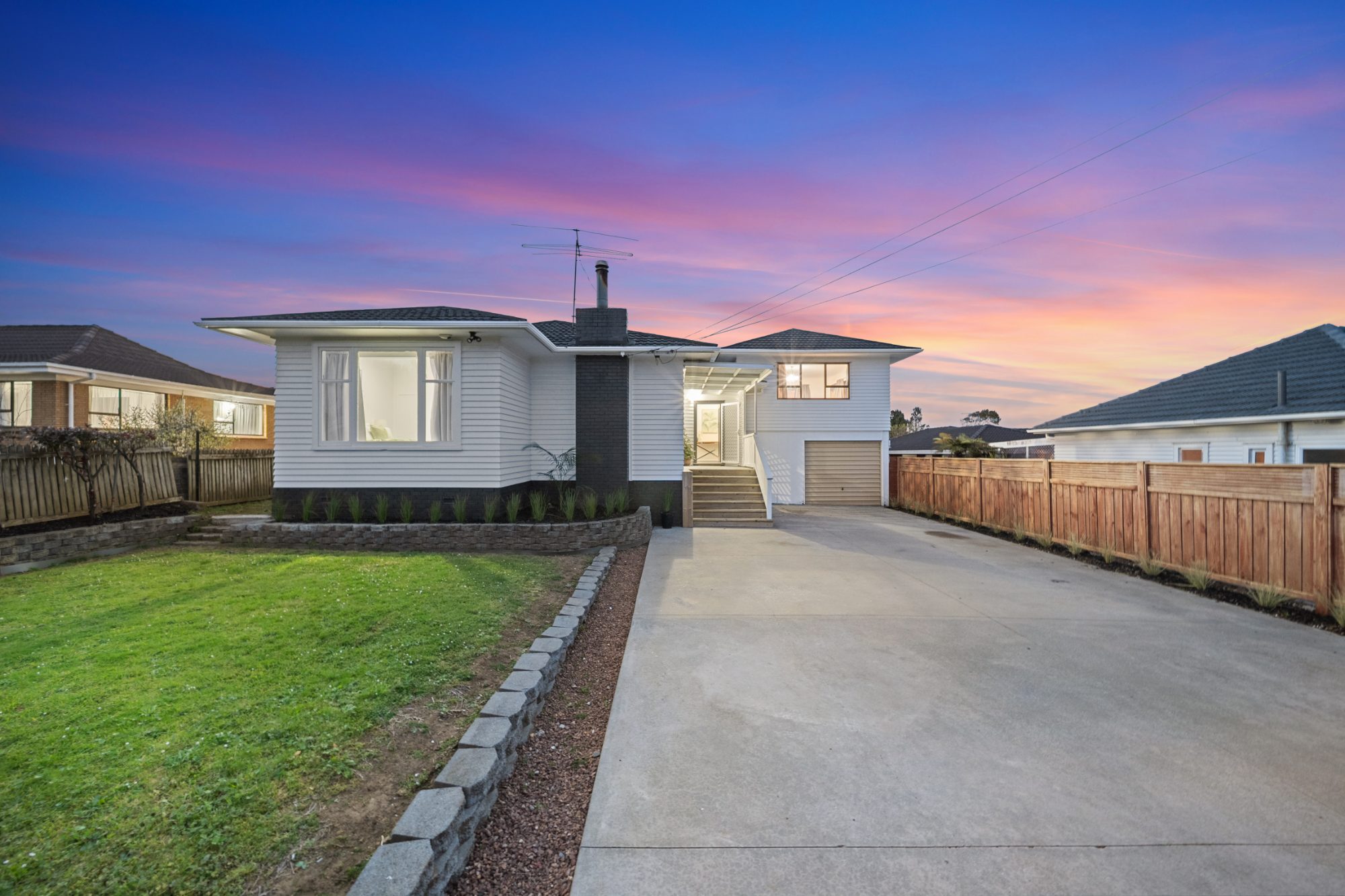 Twilight exterior of a home in Papatoetoe